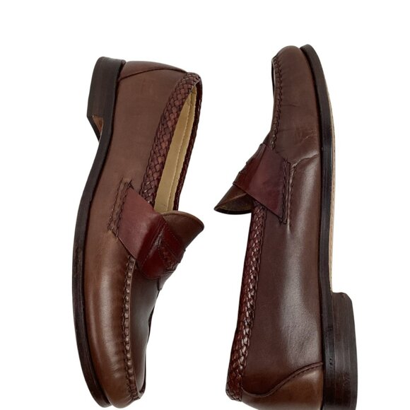 Allen Edmonds Newcastle Mens 10.5D Braided Leather Loafers Brown main image 4